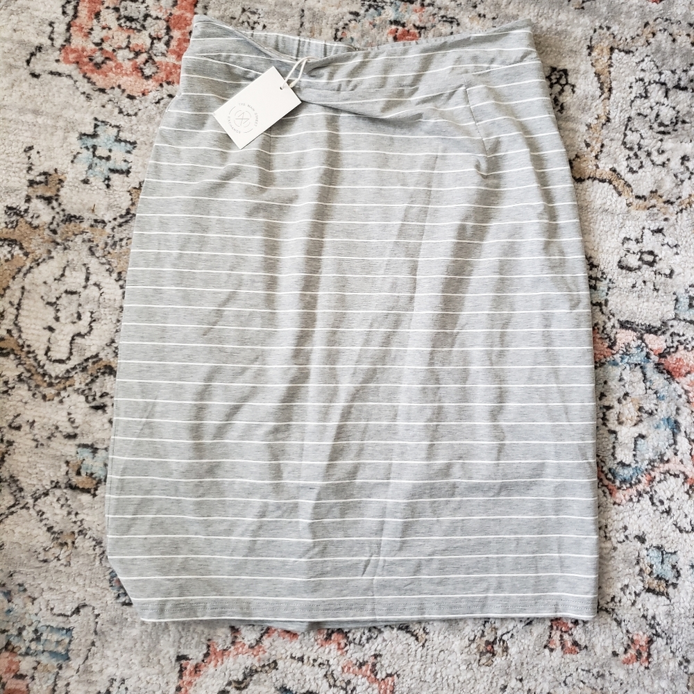 NWT Main Street Exchange Midi Strioed Skirt Size L